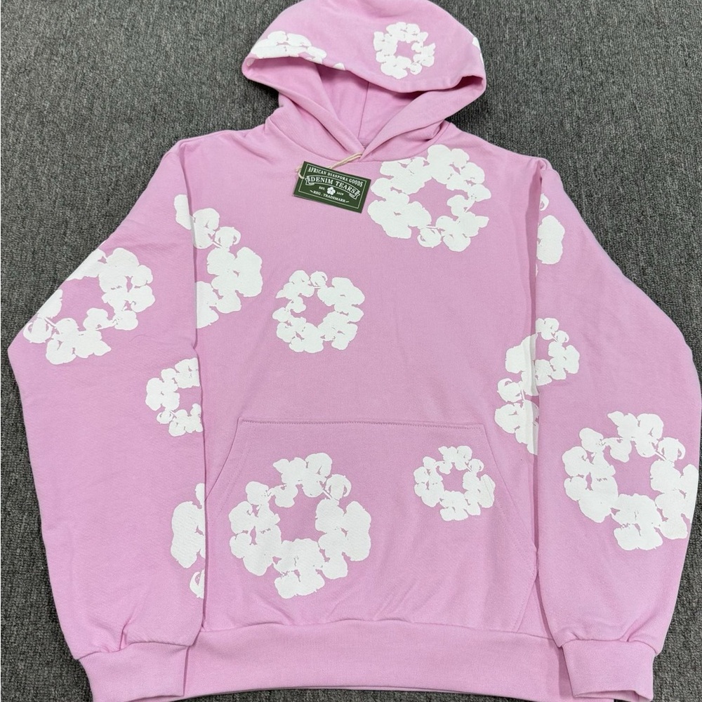 Pink Denim tear V-Neck Sweater